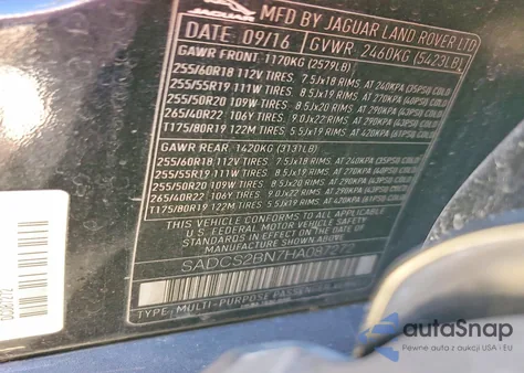 2017 Jaguar F-Pace from USA, damaged, VIN SADCS2BN7HA087272